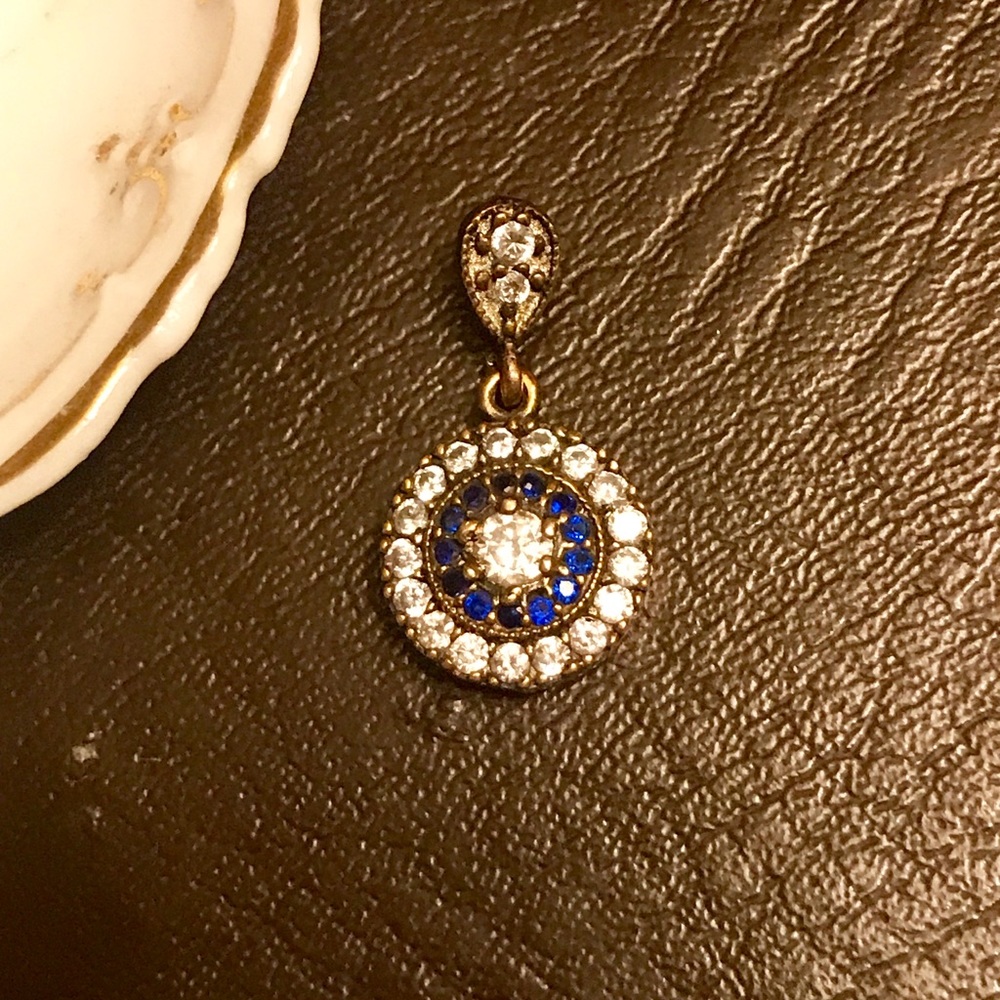 Turkish Blue & White Topaz 925 Disk Pendant